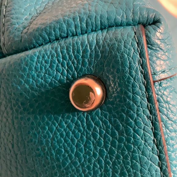 NWT Rare Coach Edie 31 Turquoise Pebbled Leather Satchel Shoulder Bag - Picture 14 of 15